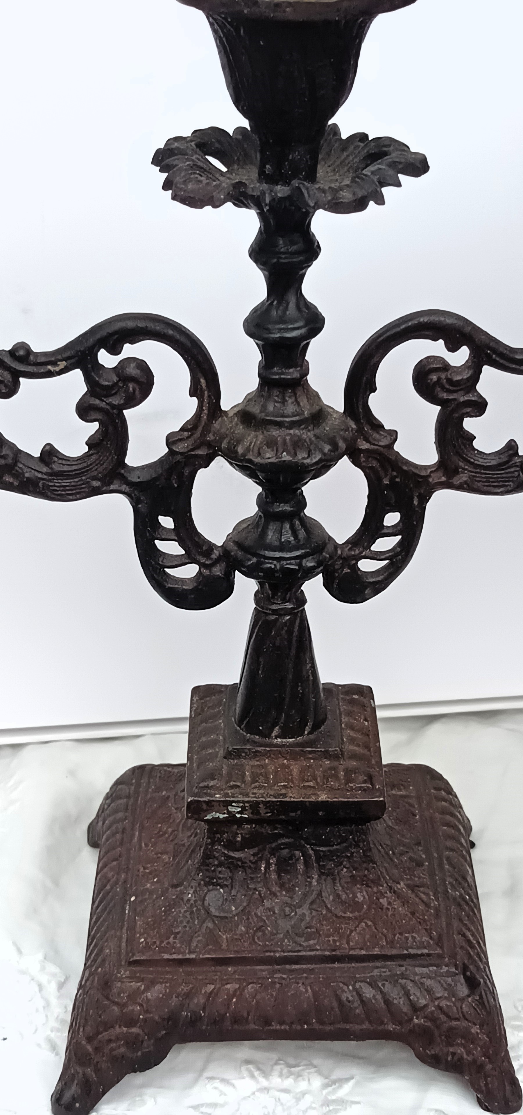 Antique English Victorian Cast Iron Candelabra - Image 8